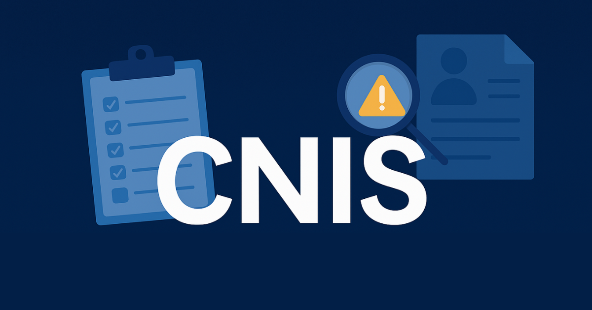 Ilustração com a sigla CNIS em destaque, representando o Cadastro Nacional de Informações Sociais e sua importância para os benefícios do INSS.